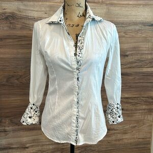 Michel white botton down tapered shirt